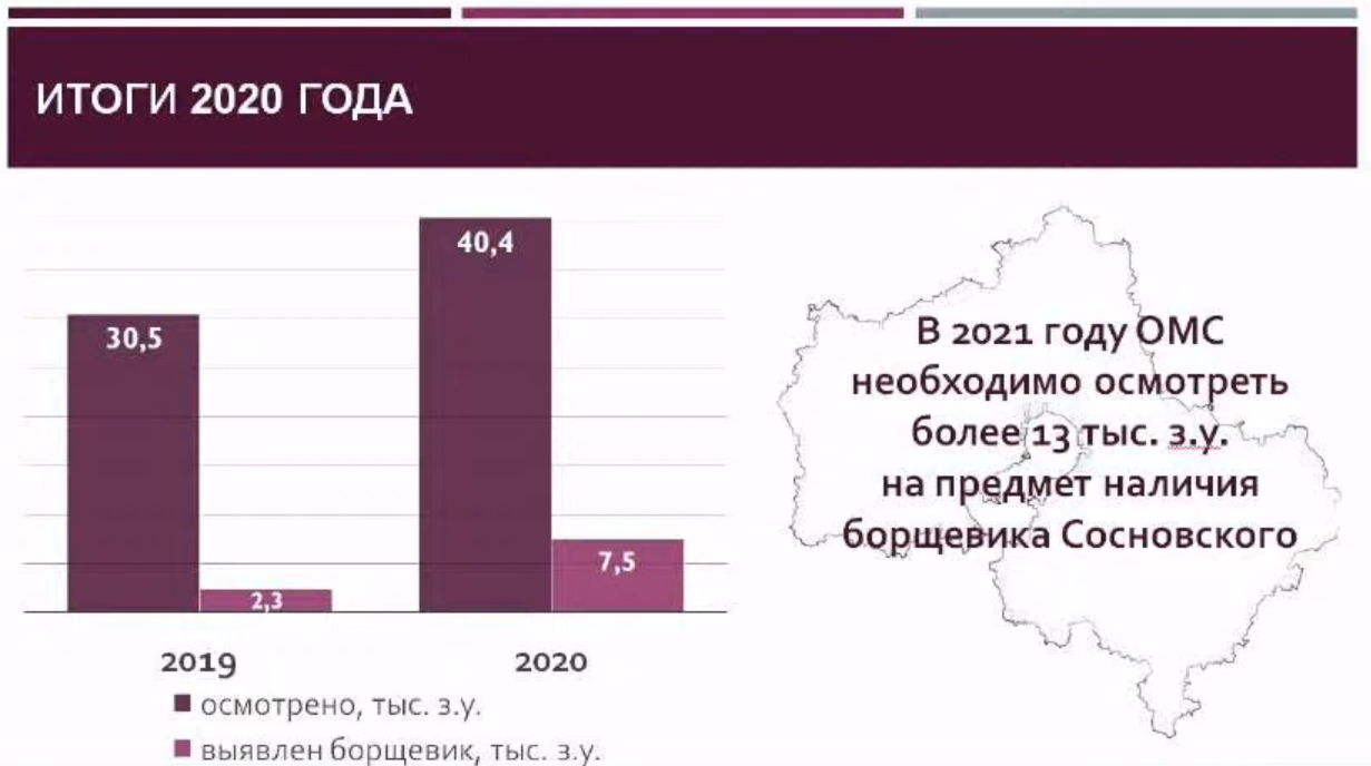 Статистика проверенных участков и участков с борщевиком