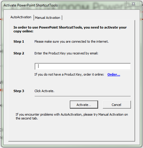 Активация PowerPoint SchortcutTools