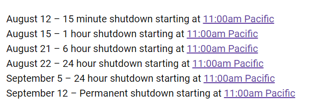 График плановых отключений Twitch API v3